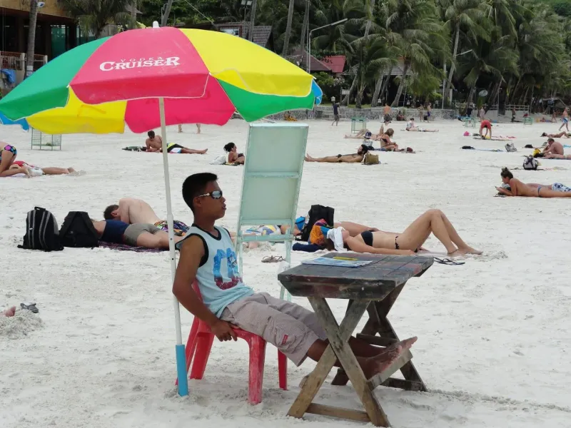Haad Rin beach on Koh Phangan, one leg of the Samui-Phangan-Tao gulf triangle
