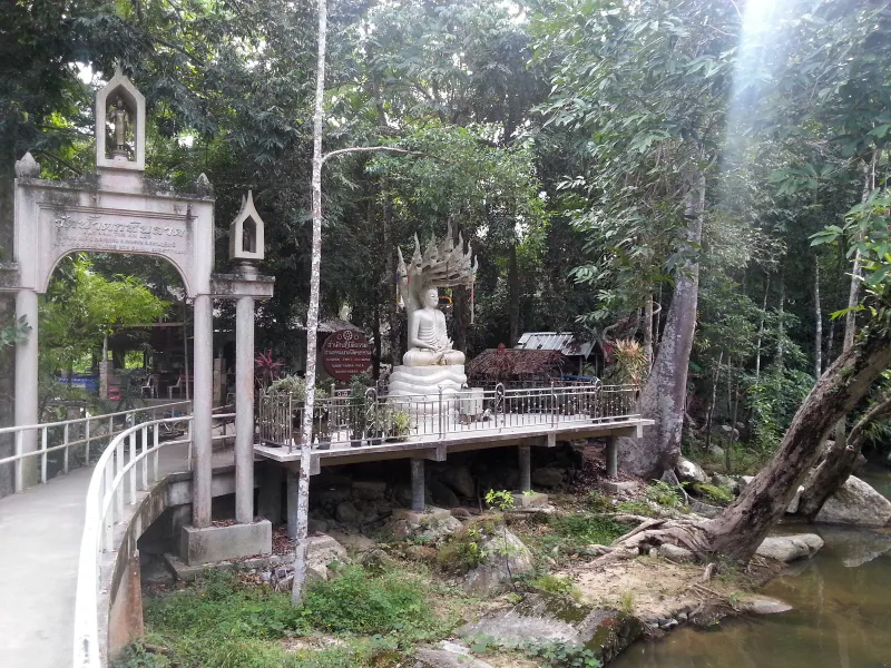 Wat Namtok Hin Lat temple grounds at the waterfall trailhead