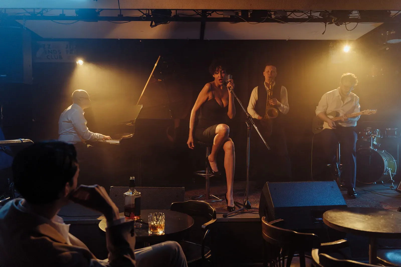 Jazz musicians playing live on stage