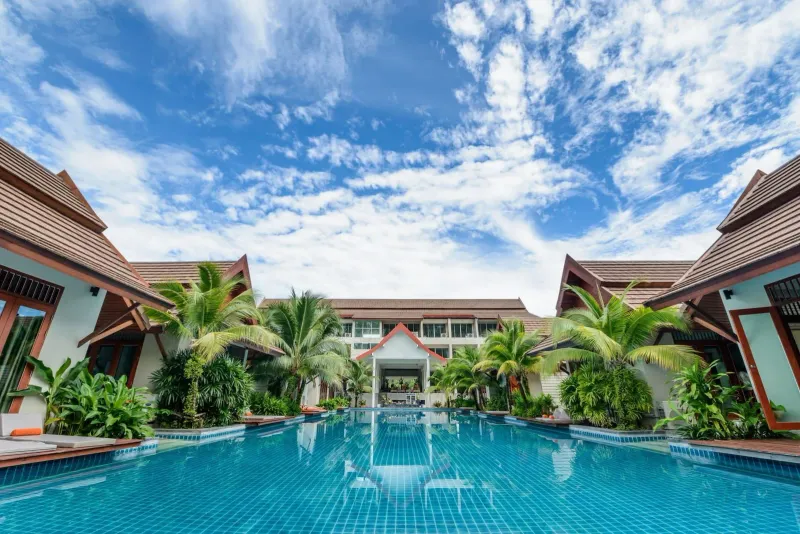 Spacious private pool surrounded by honeymoon villas on Koh Samui