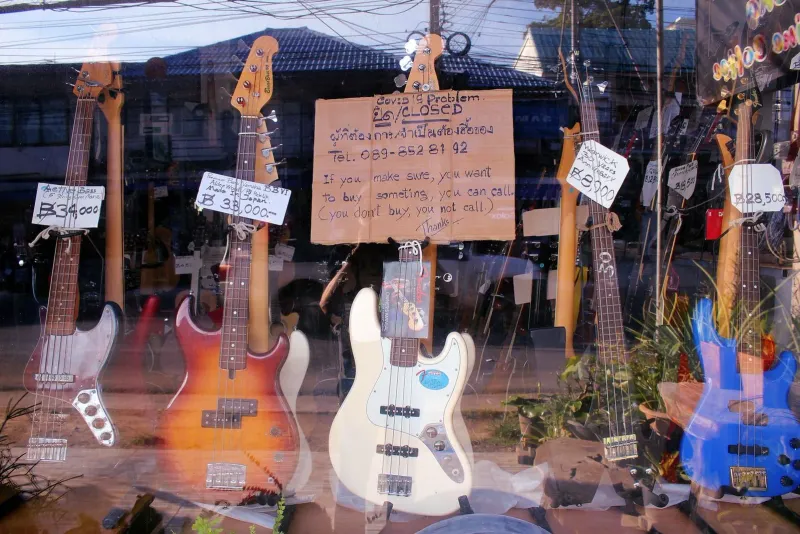 Maenam village street on Koh Samui near where two of the island's recording studios operate