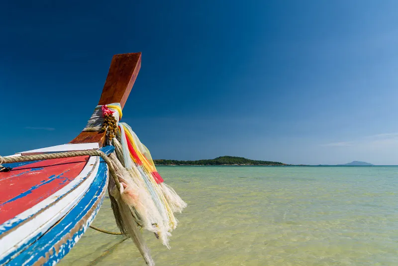 Clear shallow water over sand at Phang Ka Beach
