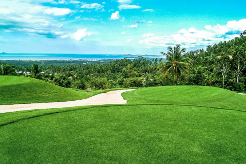 Santiburi Samui Country Club's hillside layout, as featured on a Koh Samui golf guide