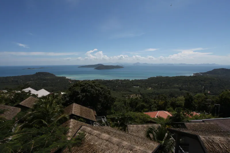 Rooftops above Taling Ngam with islands offshore
