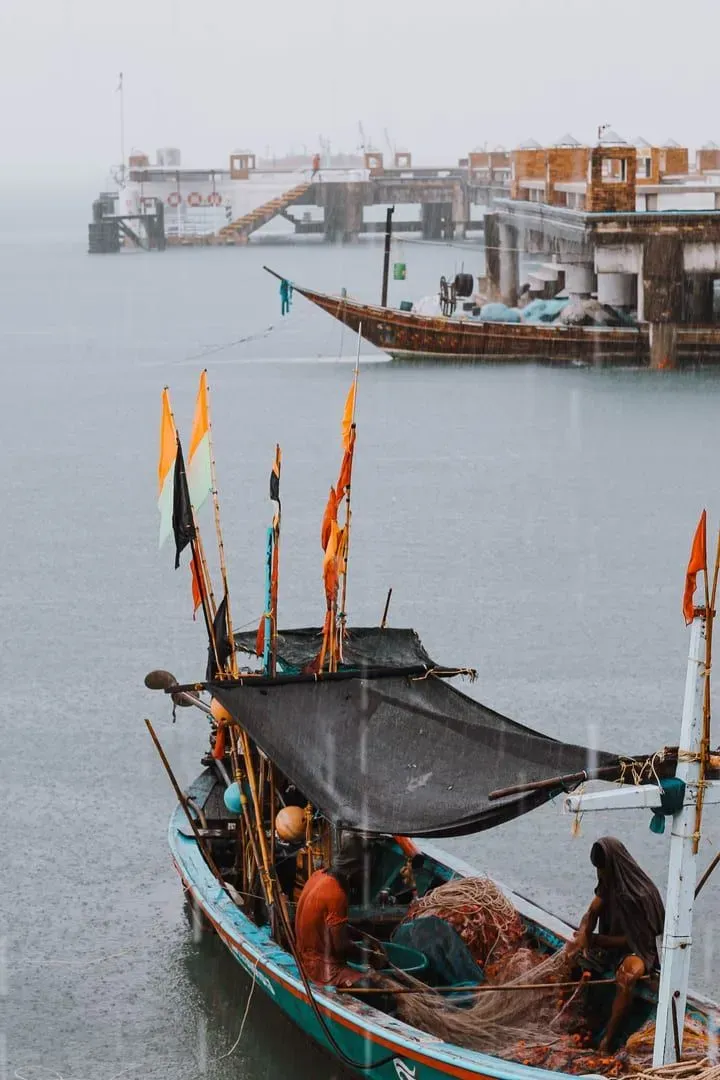 Fishing boat moored in a harbor on the Gulf of Thailand coast