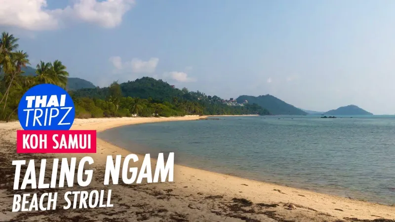A quiet stretch of Taling Ngam Beach on a clear afternoon