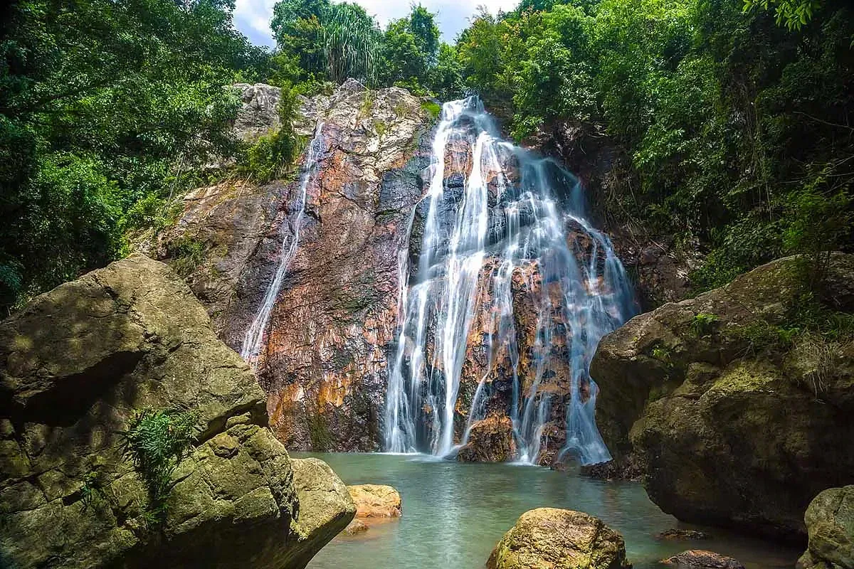 The shaded pool at the base of Tan Rua Waterfall