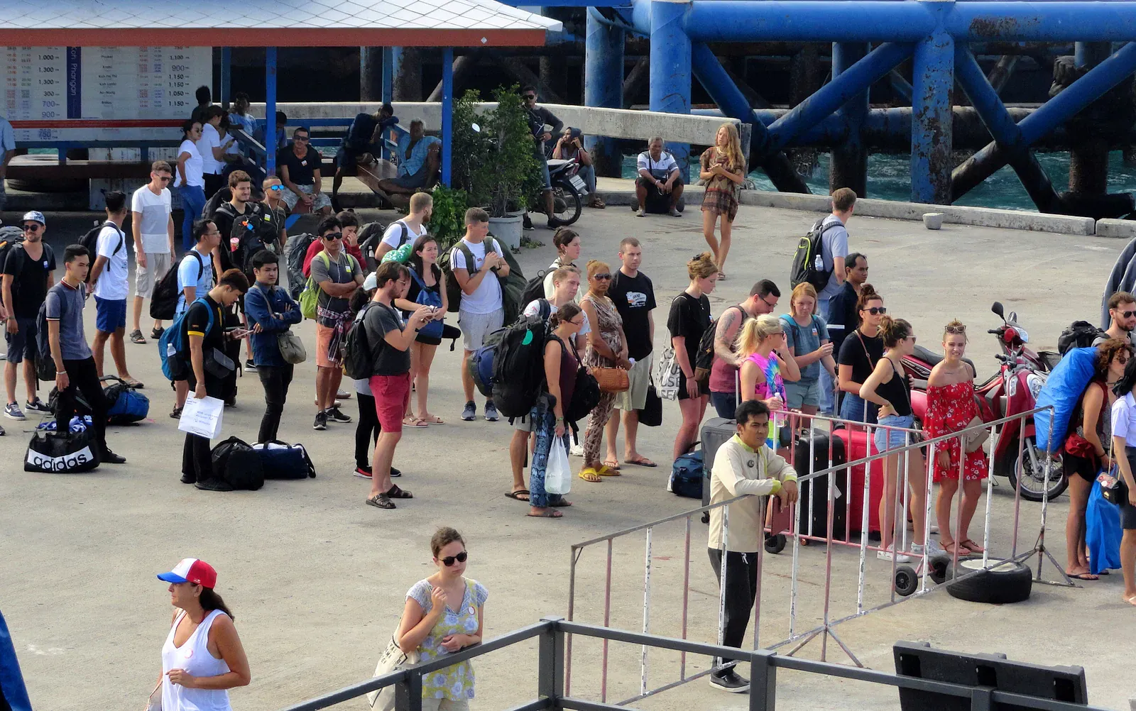 Travellers waiting on the pier at Thong Sala, Koh Phangan