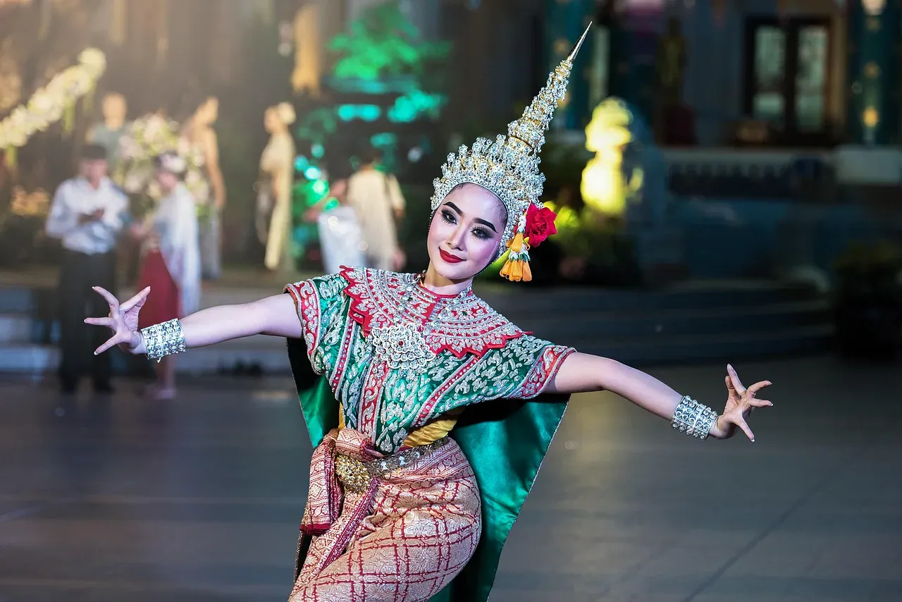 Classical Thai dancer in costume on stage